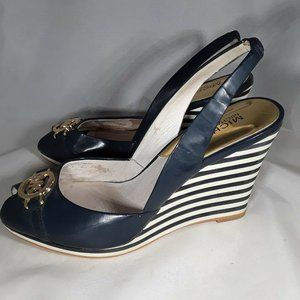 Michael Kors Navy Blue Patent Leather Striped